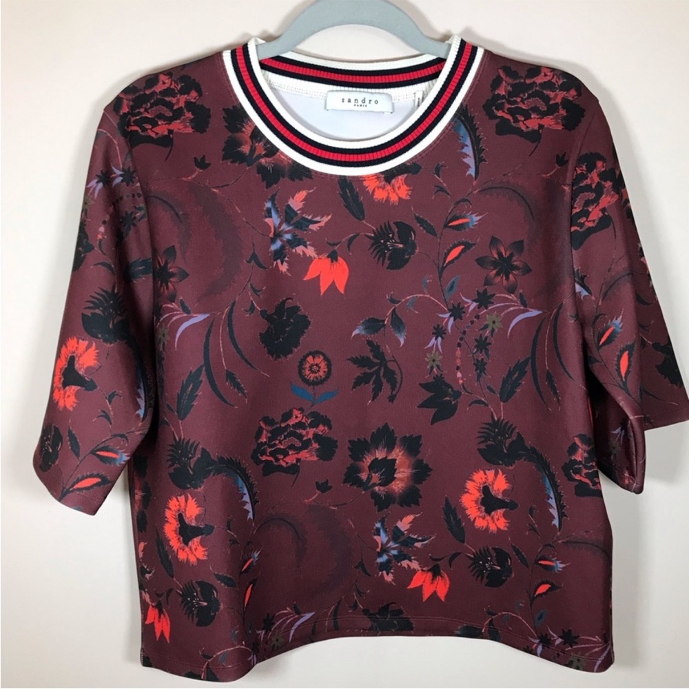 Sandro top short sleeve floral M